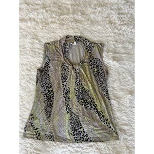 Dana Buchman Women's Sleeveless‎ Top Animal Print Blouse Size L